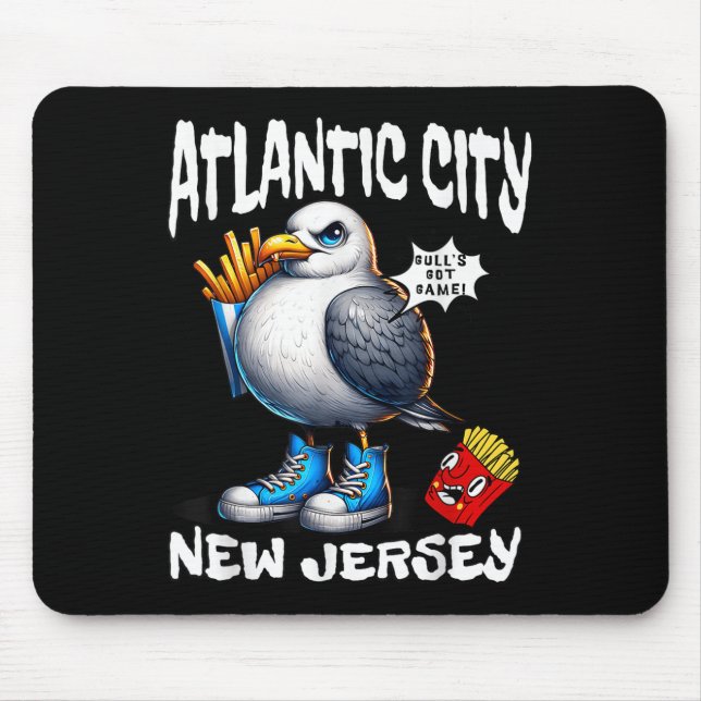 Atlantic City New Jersey Seagull French Fries Funn Mouse Mat (Front)