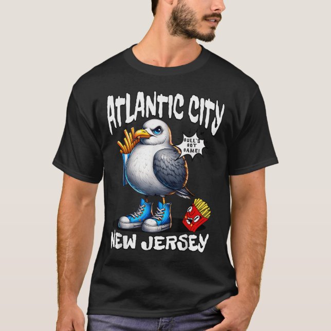 Atlantic City New Jersey Seagull French Fries Funn T-Shirt (Front)