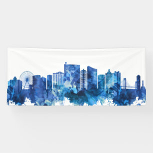Atlantic City New Jersey Skyline Blue Banner