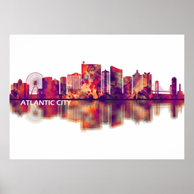 Atlantic City New Jersey Skyline Poster (Front)