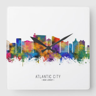 Atlantic City New Jersey Skyline Square Wall Clock