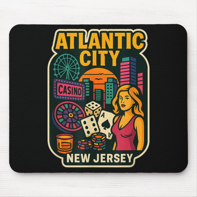 Atlantic City New Jersey Vacation Casino Gaming Ga Mouse Mat (Front)