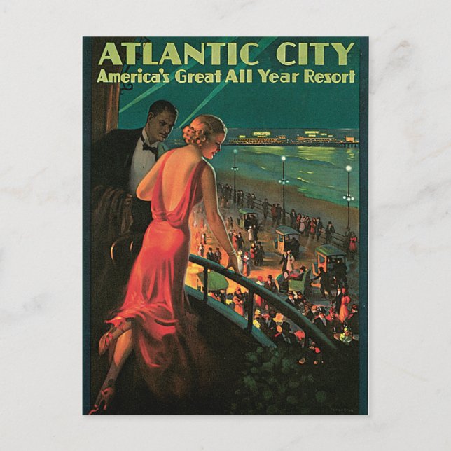 Atlantic City New Jersey Vintage Travel Postcard (Front)