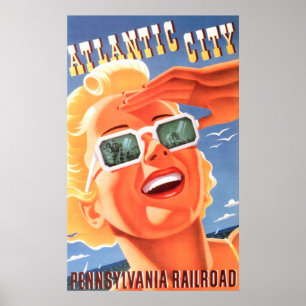 Atlantic City New Jersey Vintage Travel Poster