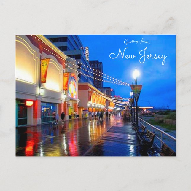 Atlantic City New Jersey Wet Boardwalk Postcard (Front)