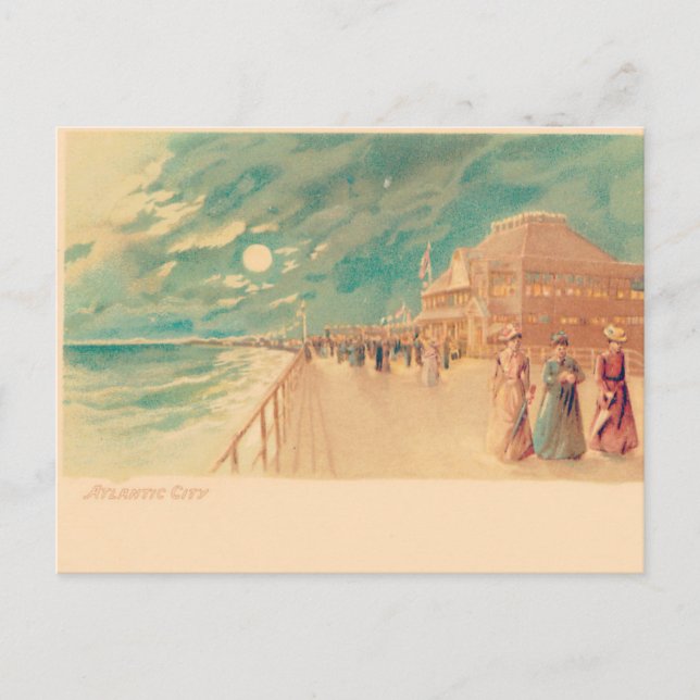 Atlantic City Night Postcard (Front)