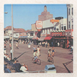 Atlantic City NJ, Bike Riding on the Boardwalk Glass Coaster