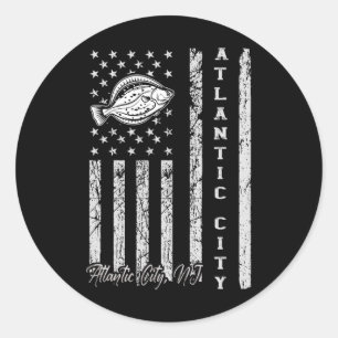 Atlantic City Nj For Fluke Fishing Fishermen  Classic Round Sticker