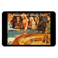 Atlantic City NJ, Gambling, Roulette, Retro Postc