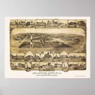 Atlantic City, NJ Panoramic Map - 1880 Poster