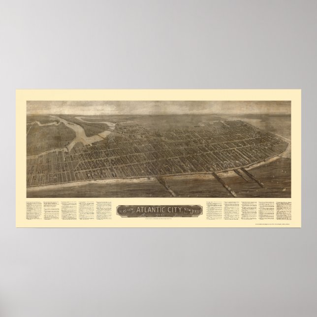 Atlantic City, NJ Panoramic Map - 1910 Poster (Front)