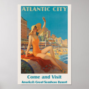 Atlantic City, NJ Travel Ad Poster