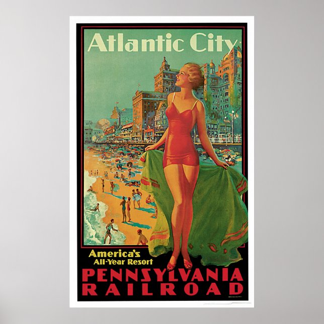 Atlantic City Pennsylvania Railroad Vintage Poster (Front)