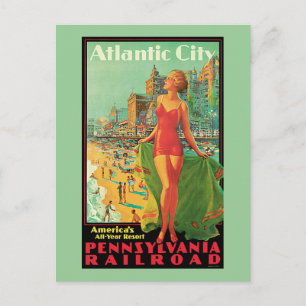 Atlantic City - Pennsylvania RR Vintage Travel Postcard