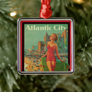 Atlantic City Resort, Pennsylvania Railroad Travel Metal Tree Decoration