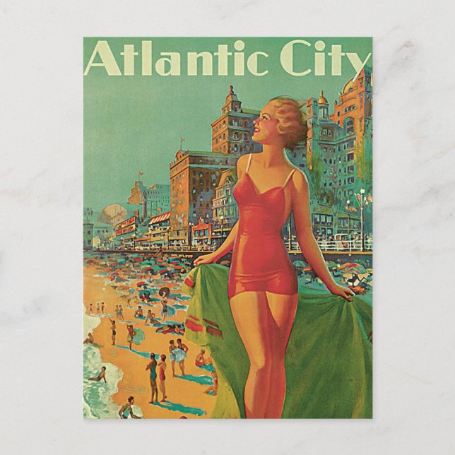 Atlantic City Resort, Pennsylvania Railroad Travel Postcard (Front)
