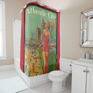 Atlantic City Resort, Pennsylvania Railroad Travel Shower Curtain