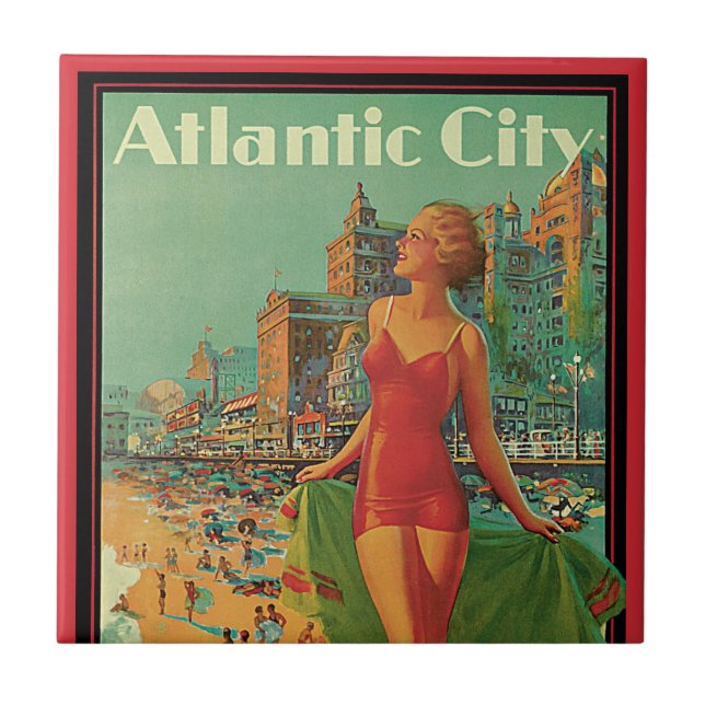 Atlantic City Resort, Pennsylvania Railroad Travel Tile (Front)