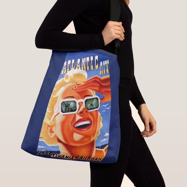 Atlantic City via Pennsylvania Railroad Crossbody Bag (Close Up)