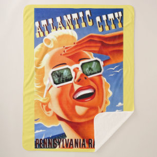 Atlantic City via Pennsylvania Railroad Sherpa Blanket