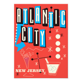 Atlantic city Vintage gambling travel poster