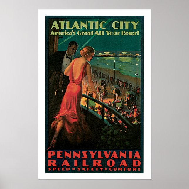 Atlantic City Vintage Travel Poster (Front)