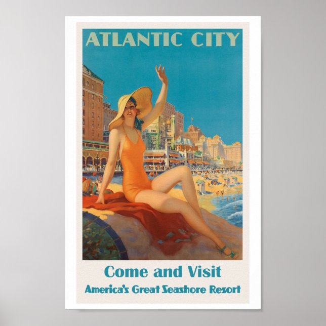 Atlantic City Vintage Travel Poster (Front)