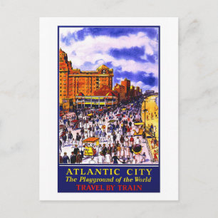 "Atlantic City" Vintage Travel Poster Postcard