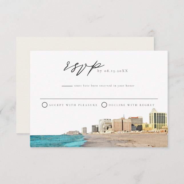 ATLANTIC CITY Watercolor RSVP Postcard (Front/Back)
