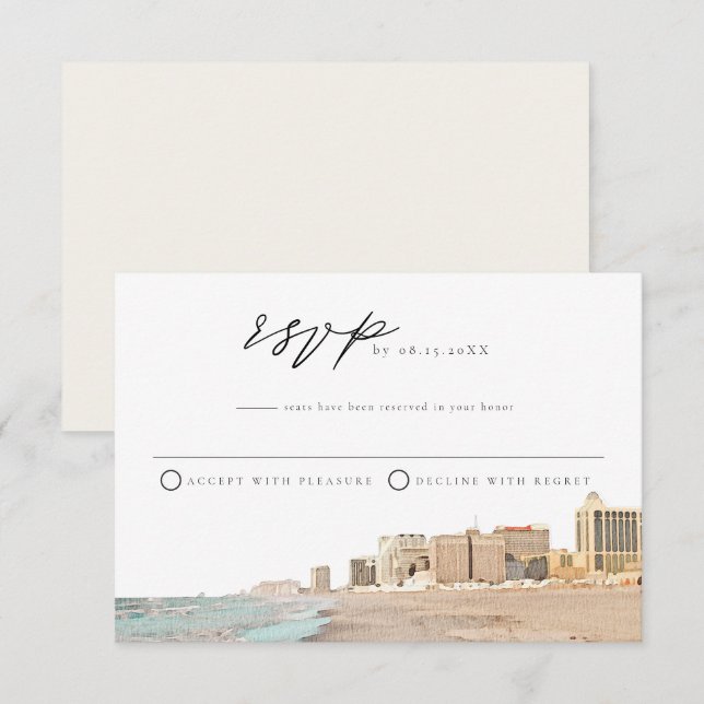 ATLANTIC CITY Watercolor RSVP Postcard (Front/Back)