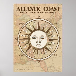 Atlantic Coast USA vintage travel poster