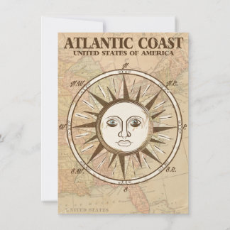 Atlantic Coast USA vintage travel poster Invitation