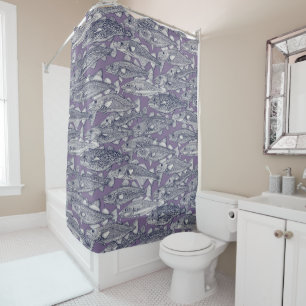 Atlantic cod navy blue violet shower curtain