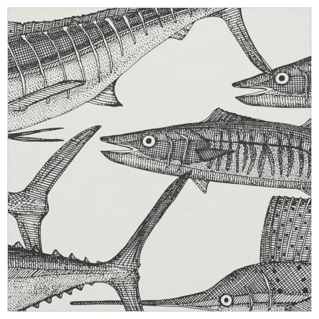 Atlantic fish black white fabric (Swatch)