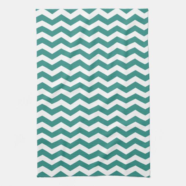 Atlantic Green Wave Chevron Tea Towel (Vertical)