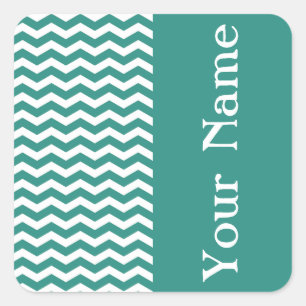 Atlantic Green Wave Chevron with name Square Sticker