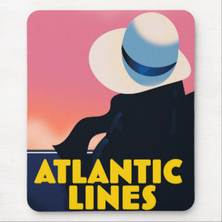 Atlantic Lines Cruise Liner travel poster Mouse Mat