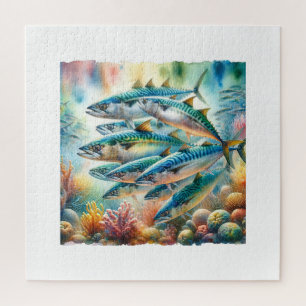 Atlantic Mackerel 060624AREF102 - Watercolor Jigsaw Puzzle