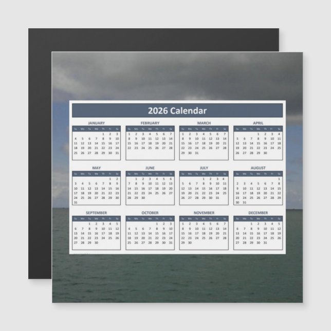 Atlantic Ocean 2026 Magnetic Calendar (Front/Back)