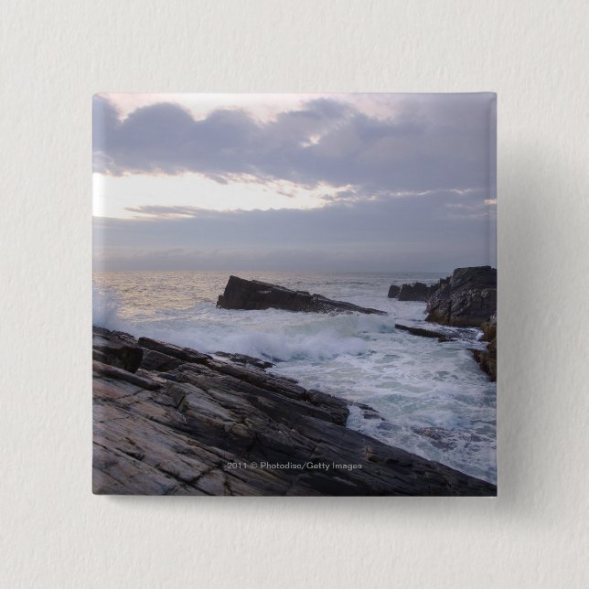 Atlantic Ocean at Sunrise in Maine 15 Cm Square Badge (Front)