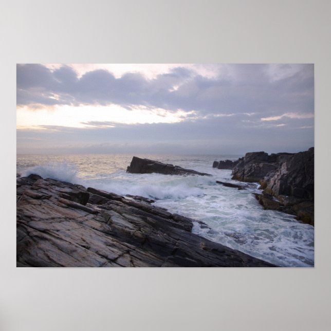 Atlantic Ocean at Sunrise in Maine Poster (Front)