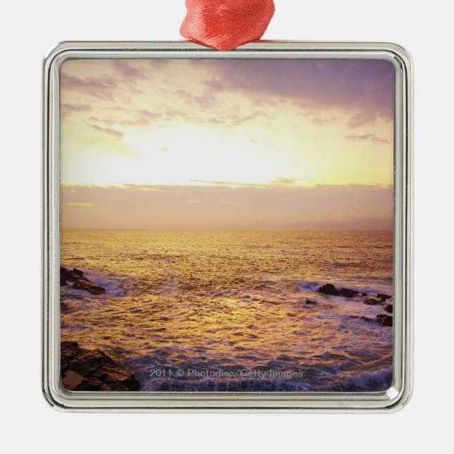 Atlantic Ocean at sunrise, view from Portland Metal Tree Decoration (Front)