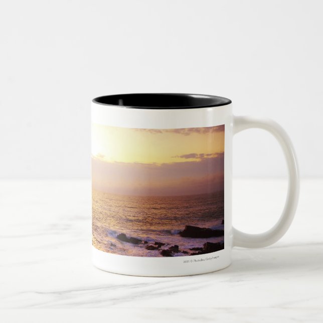 Atlantic Ocean at sunrise, view from Portland Two-Tone Coffee Mug (Right)