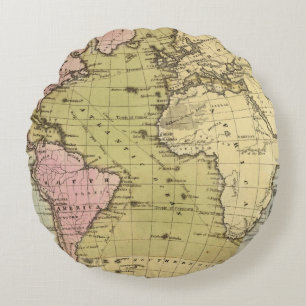 Atlantic Ocean Atlas Map Round Cushion