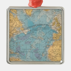 Atlantic Ocean Map Metal Tree Decoration