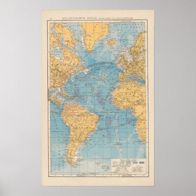 Atlantic Ocean Map Poster (Front)