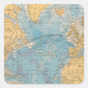 Atlantic Ocean Map Square Sticker