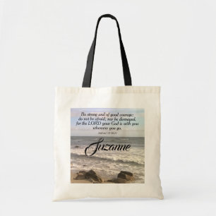 Atlantic Ocean Shore Be Not Afraid Bible Verse Tote Bag
