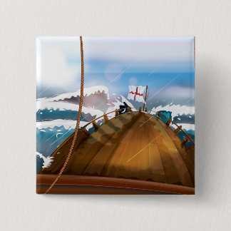 Atlantic Ocean Storm Ship 15 Cm Square Badge