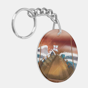 Atlantic Ocean Storm Ship Key Ring